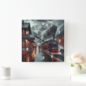 Horloge Carrée Train de montagne d'automne (Maison)