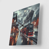 Horloge Carrée Train de montagne d'automne (Angle)