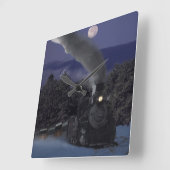 Horloge Carrée Train de Noël de Timmy (Angle)