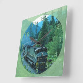 Horloge Carrée Train diesel classique (Angle)