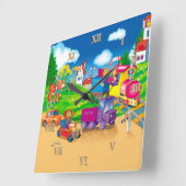 Horloge Carrée train et voiture (Angle)