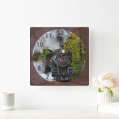 Horloge Carrée Train moteur à vapeur vintage (Maison)