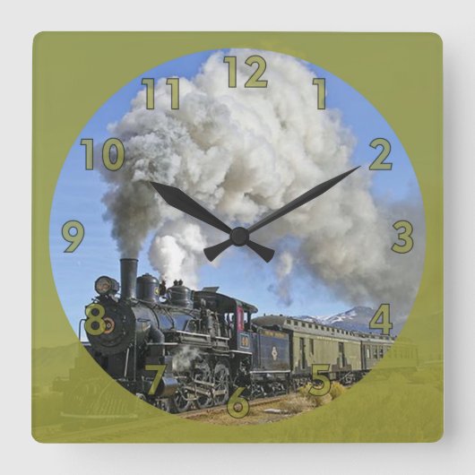Horloge Carrée Train moteur à vapeur vintage (Recto)