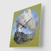 Horloge Carrée Train moteur à vapeur vintage (Angle)