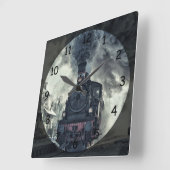 Horloge Carrée Train moteur à vapeur vintage (Angle)