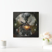 Horloge Carrée Train moteur à vapeur vintage (Maison)