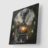 Horloge Carrée Train moteur à vapeur vintage (Angle)
