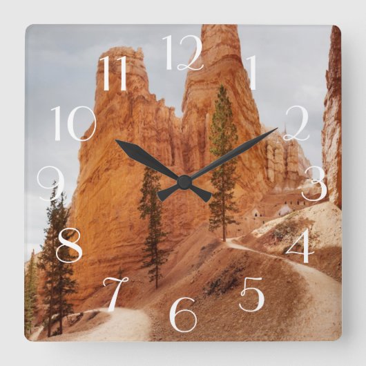 Horloge Carrée Traînée de boucle de Navajo, canyon de Bryce (Recto)
