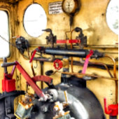 HORLOGE CARRÉE TRAINS À VAPEUR