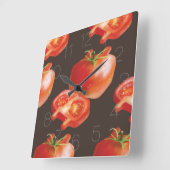 Horloge Carrée Tranche de tomate (Angle)