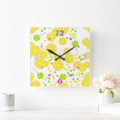 Horloge Carrée Tranches de citron brillant doux lollipopes doux (Maison)