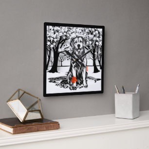 Horloge Carrée TRANQUIL GLEN Golden Retriever