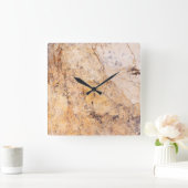 Horloge Carrée Travertine Stone Pattern Acrylique Wall Clock (Maison)