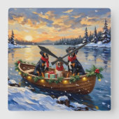 Horloge Carrée Treeing Walker Coonhound Christmas Boat Holiday (Recto)