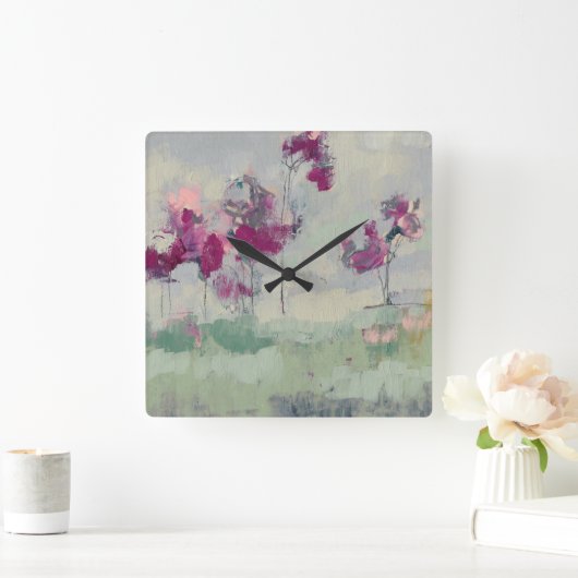 Horloge Carrée Treeline Fuchsia (Maison)