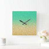 Horloge Carrée Trendy Gold Teal ombre (Maison)