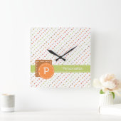 Horloge Carrée Trendy Monogram Dotted Stripes With (Maison)