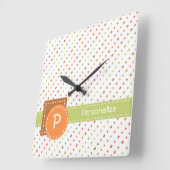 Horloge Carrée Trendy Monogram Dotted Stripes With (Angle)