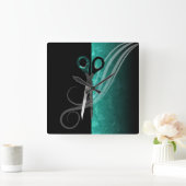 Horloge Carrée Trendy turquoise hair salon clock (Maison)