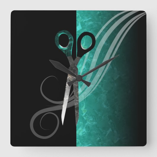 Horloge Carrée Trendy turquoise hair salon clock (Recto)