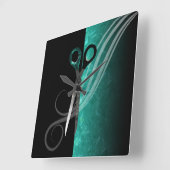 Horloge Carrée Trendy turquoise hair salon clock (Angle)