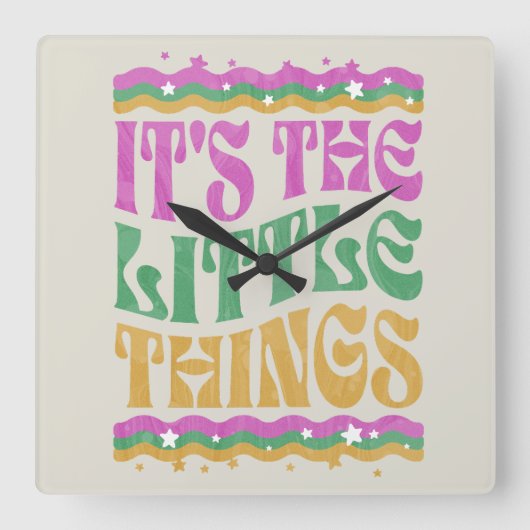 Horloge Carrée Trendy Wavy Text Inspirational Affirmation Boho (Recto)