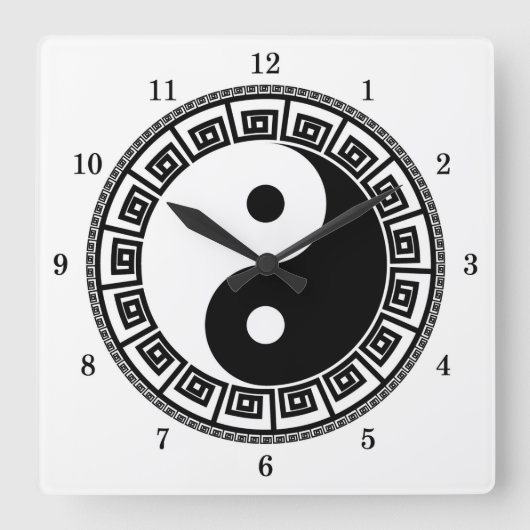 Horloge Carrée Très amusant Yin et Yang (Recto)