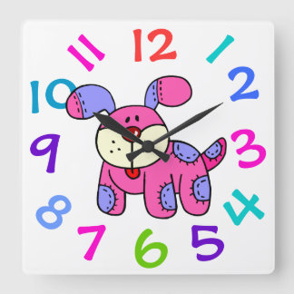 Horloge Carrée Très mignon Chien Chien Chien de chambre pour enfa