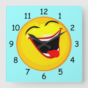 Horloge Carrée Très mignon et très heureux Emoticon / Emoji