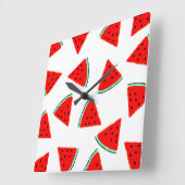 Horloge Carrée Triangles Motifs de pastèque (Angle)
