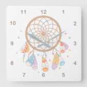 Horloge Carrée Tribal Dreamcatcher Boho Baby Nursery 2 (Recto)