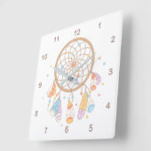 Horloge Carrée Tribal Dreamcatcher Boho Baby Nursery 2 (Angle)
