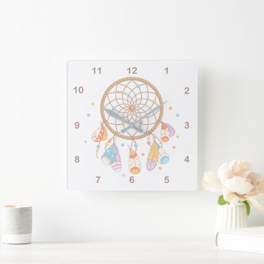 Horloge Carrée Tribal Dreamcatcher Boho Baby Nursery 2 (Maison)