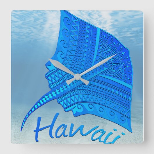 Horloge Carrée Tribal Hawaiian Stingray (Recto)