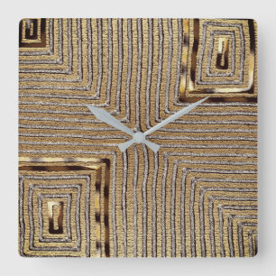 Horloge Carrée Tribal Kuba tissu Imprimer Carré cadran