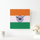 Horloge Carrée Tricolore indien Tiranga (Maison)