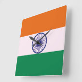 Horloge Carrée Tricolore indien Tiranga (Angle)