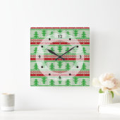 Horloge Carrée Tricot de Noël sans couture motif 2 + vos idées (Maison)