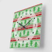 Horloge Carrée Tricot de Noël sans couture motif 2 + vos idées (Angle)