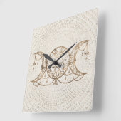 Horloge Carrée Triple Moon - Triple Goddess Pastel Gold (Angle)