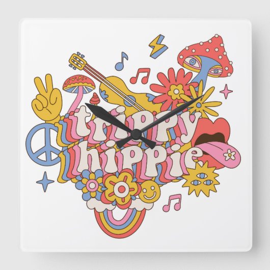 Horloge Carrée Trippy Hippy (Recto)
