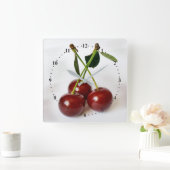 Horloge Carrée trois cerises aigre (Maison)