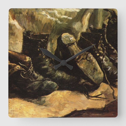 Horloge Carrée Trois paires de chaussures de Vincent van Gogh (Recto)