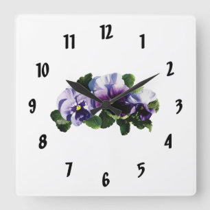 Horloge Carrée Trois panneaux violets