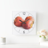 Horloge Carrée Trois pommes rouges (Maison)