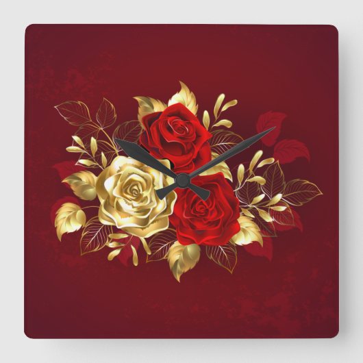 Horloge Carrée Trois Roses de bijoux (Recto)