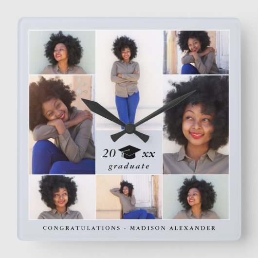 Horloge Carrée Troisième graduation Cap Collage (Recto)