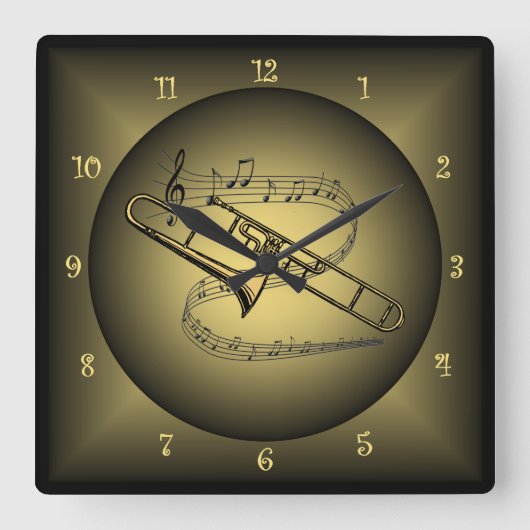 Horloge Carrée Trombone Musical Instrument (Recto)