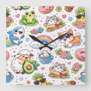 Horloge Carrée Trop mignon pour gérer ! 💖 Petits moments doux &
