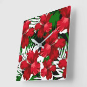 Horloge Carrée Tropcal Floral Pattern Kitchen Wall Clocks (Angle)